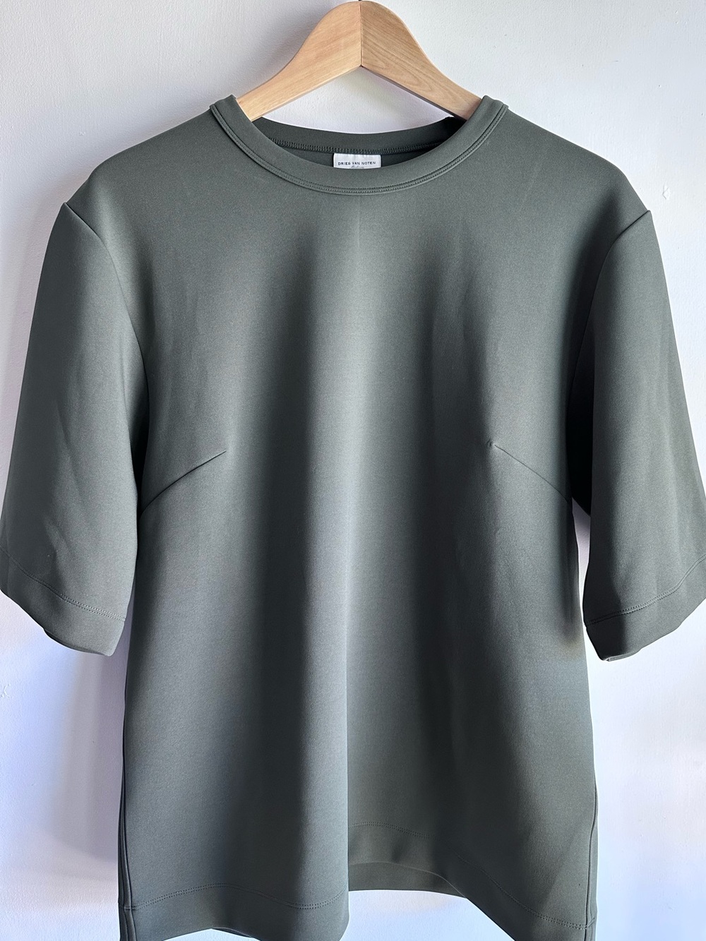 Dries Van Noten Olive Green Short Sleeve Crew Neck Shirt